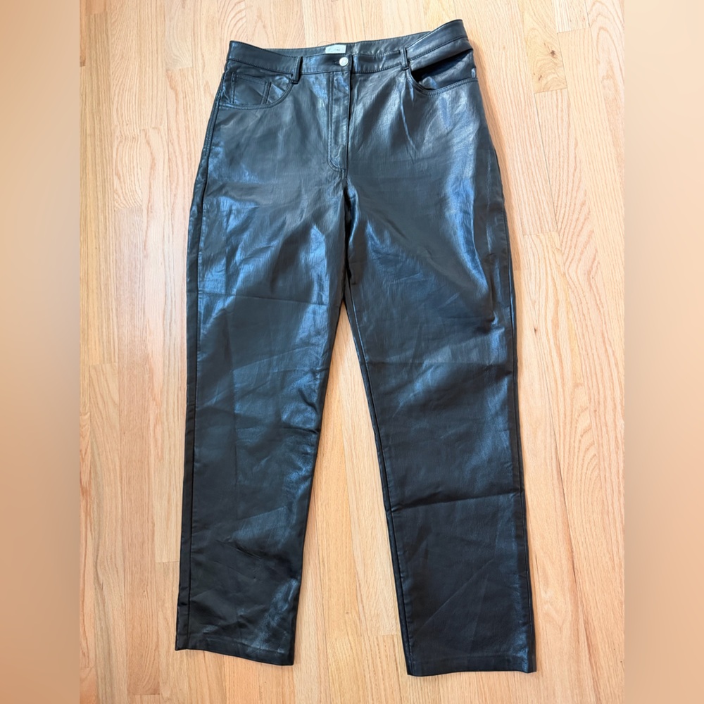 Wilfred Black Leather-Style Pants